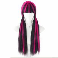 Kruelos Devil Halloween perukas - Ilgas tiesus raudonų ir juodų sruogų Cosplay perukas, Didelio tankio kostiumų vakarėlio perukas moterims 72cm