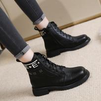 Winter women's leather boots cotton shoes high-top Martin boots fashion trend velvet tall thick-soled warm snow boots 38