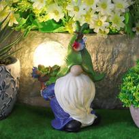 Fairy Holding Light Globe Sculpture Outdoor Solar Night Light Statue Garden Courtyard Lighting Decoration