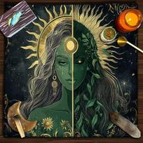 Mistiškas Raganoski Dangaus Altoriaus Audinys Tarot Audinys su Mielu Gyvūnu ir Dangaus Dizainu Vintažinis Raganos Tarot Kilimėlis Helovino Dekoracija 50x50cm