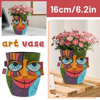 Abstract Smiling Face Flowerpot, Gardening Potted Plant, Living Room Study, Resin Artistic Ornament One Size