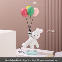 Teddy Bear Balloon Resin Figurine: Cute Gift for Children's Room, Wedding, or Couple Decor.