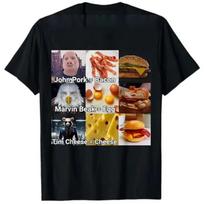 Funny Burger Character T-Shirt John Pork Marvin Beak Tim Cheese Design with Bacon Egg Food Print Humorous Graphic Tee Tops S