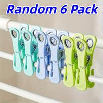 6 Windproof Clothespins, Heavy-Duty Plastic with Vibrant Colors. Strong Grip for Outdoor Drying, Towel Hold