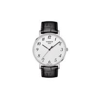 Tissot Lovely Series Quartz Movement 30 Meters Water Resistant Watch 42 Mm Silver Dial Stainless Steel Case Genuine Leather Strap T109.610.16.032.00 Silver Dial Black Strap