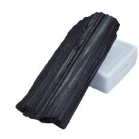 82 Ct Natural Uncut Raw Rough Black Tourmaline CERTIFIED Loose Gemstone 89.5 mm approx