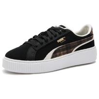 (WMNS) PUMA Suede Plat Form Plaid 'Black' Women's 395228-01 EU 36