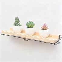 Boho Wooden Wall Shelf, Natural Pine Wood Floating Shelf, Scalloped Edge Display For Nursery, Kids' Room, Or Home Decor Nordic A