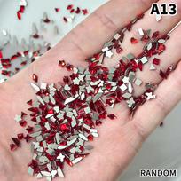50PCS Mini Chinese Red Flatback Glass Rhinestones Star Square Nail Art Mani Glitter Decor Ornaments DIY