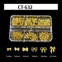 6Grids 3D Metal Stars Bowknot Butterfly Nail Art Charms Gold Silver Star Rivets Manicure Sequins Nail Decorations Accessories CT 631