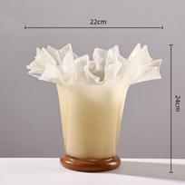 Glass Vase Wrinkled Large Bottle Mouth Lotus Leaf Edge Flowerpot Flower Arrangement Accessories Hydroponics Home Decoration