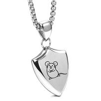 Simple 45MM Laser-Engraved Triangle Shield Zodiac Stainless Steel Pendant Necklace