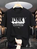 Unisex's Casual Crew Neck T-Shirt With 'Trash Comics' Print, Knit Fabric S