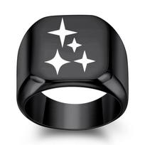 Stainless Steel Square 18MM Galaxy Star Ring - Retro Fashionable Trend for Women Size 7