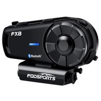 FODSPORTS FX8 Motorcycle Intercom Simultaneous Tone Music FM Sound Automatic Communication Japanese Voice 20 Hours Continuous Talk Voice Bluetooth juoda