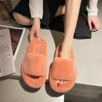 Women's 2024 Autumn/Winter Fluffy Fairy Style Single Strap Slippers - Cozy Plush Home & Outdoor Flats 37
