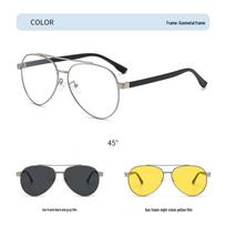 Men's Aviator Polarized Magnetic Glasses with Blue Light Blocking & Night Vision Clip-ons white