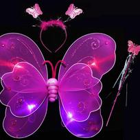 Funny LED Fairy Themed Costume Set Luminous Butterfly Skirt Lights Suits  Birthday Gift rose red wings