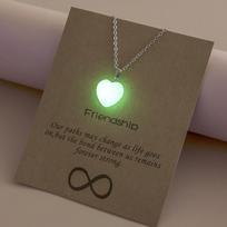 New Hippie Luminous Beads Necklace Glowing Night Round Star Heart Pendant Glow In The Dark Necklace for Men Women Hallowen Gifts