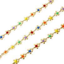 1 Meter Flower Heart  Stainless Steel Link Chain Enamel Colorful Chain For Handmade Jewelry Making Bracelet Necklace Findings