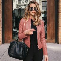 Women Bike Coat PU Leather Outwear Zipper Outfit Autumn Winter Wome Fashion Short Thin Female Jacket S