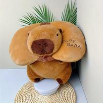 Kapibaros U formos kaklo pagalvė, minkšta pliušinė kelioninė pagalvė automobiliui, traukiniui ir skrydžiui U-Shaped Pillow Capybara beige