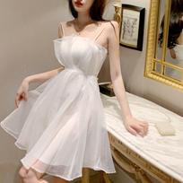 Sweet Fairy Halter Dress Short A-Line Skirt Waist-Cinching Slimming Elegance Korean Style Casual Spring Summer Women's Dress XS