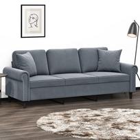 Vidaxl 3-Osobowa Sofa Z Poduszkami, Ciemnoszara, 180 Cm, Aksamit