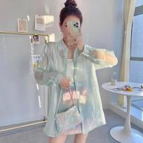 Summer Long Sleeved Shirt Women's Flowing Gauze Face Youthful and Stylish POLO Shirt Sun Protection Shirt Women's Top S
