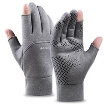 Men's Two-Finger Warm Touch Screen Gloves - Thick, Velvet-Lined, Windproof for Autumn/Winter. Ideal for Delivery, Cycling & Electric Motorcycles.