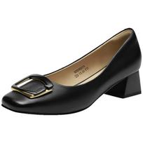 Red Dragonfly Women's French Style Square Toe Chunky Heel Pumps 38 juoda