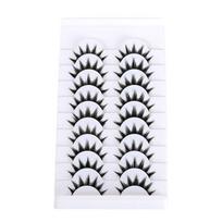 10 Pairs Pointed Tail Demon Comic False Eyelashes - Natural Look with Hard Stem