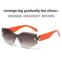 Spring Unisex Pc Frame Snake Head Sunglasses With Uv400 Sun Protection For Travel OrangeLegGradientTea