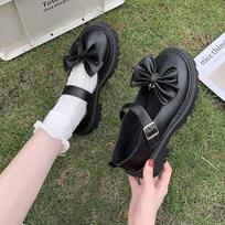 Lolita Leather Shoes Retro Elegant Ladies Black Lefu Shoes Female Cute Sister Shoes Japanese Bow Preppy Style 40