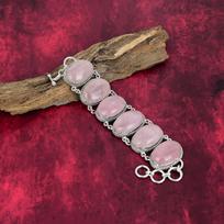 Rožinio kvarco rankų darbo naujausio dizaino papuošalų apyrankė, 925 prabos sterlingų sidabro brangakmenių apyrankė, dovana motinai Adjustable with 8 inches rožinė