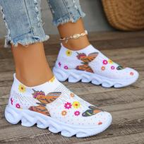 „Fashion Print“ neslystantys sportbačiai moterims, vasariniai, kvėpuojantys, megzti minkštu padu, moteriški slydimo platforma, sportiniai batai moterims 36