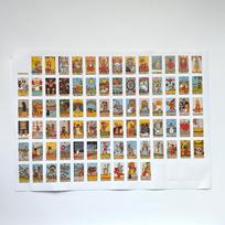 Labai prastai nupiešti Taro lipdukai, 80 vnt. viename A4 lape, kiekvienas 2x3 cm vinilo lipdukas nešiojamiesiems kompiuteriams, žurnalams, magijai balta