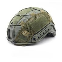 Taktinis šalmo užvalkalas, kamufliažinio audinio dangalas Airsoft Fast šalmui, su Velcro lipdukais, nailono kilpomis ir gumine virvele kariuomenei - be šalmo armijos žalia spalva