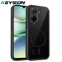 KEYSION Magnetinis telefono dėklas Xiaomi POCO C71, Silikonas+PC Matinis Pusiau Skaidrus Skaidrus Atsparus Smūgiams Galinis Dangtelis Redmi A5 4G 171mm for POCO C71 juoda