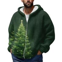 Men'S Winter Zipper Hooded Fleece Sweatshirt With Patch Pocket Casual Jacket L