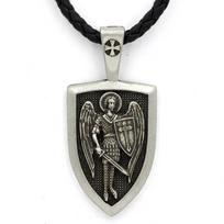 Men's Archangel St. Michael Holy Shield Cross Pendant Necklace Jewelry