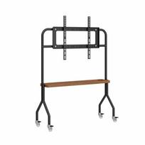43-75 inch Bedroom Universal Stainless Steel Mobile TV Trolley Large Screen Floor Standing Stand Living Room TV Movable Stand Ironwork+Walnut [Single ]