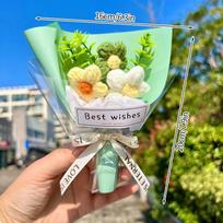 Knitting Crochet Flowers Potted Homemade Crochet Rose Tulip Daisy Office Desktop Ornaments Car Automotive Interior Decoration