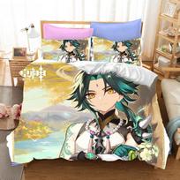 3D Game Genshin Impact Bedding Sets Keqing Xiao Duvet Cover Set 2_3 Pieces Boys Adults Single Full Queen King Size Bed Linen 135x200cm