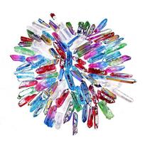 Vibrant Titanium Plating Rainbow Aura Quartz Crystal Point Healing Stones Gift 100g