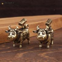 Brass Cow Figurine Mini Animal Statue Collectible Vintage Desktop Decor for Home Office Gift brass