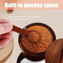 Practical-Wooden Salt Shaker, 2-Tier Spice Container, Small Wooden Box For Storing Salt, Spices, Herbs Or Favorite Condiments