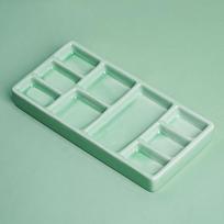 Ceramic Nail Art Palette White Green Square Grid Mixing Tray for Gel Polish Blending Manicure Salon Tool
