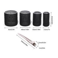 16Pcs/Set Black Jumbo Self-Grip Hair Rollers With Clips Heatless Sticky Curlers Salon Hairdressing Styling Tool