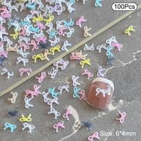 100Pcs Mini 3D Bow Nail Charms Fashion Kawaii Resin Bowknot Manicure Decoration Nail Art Supplies